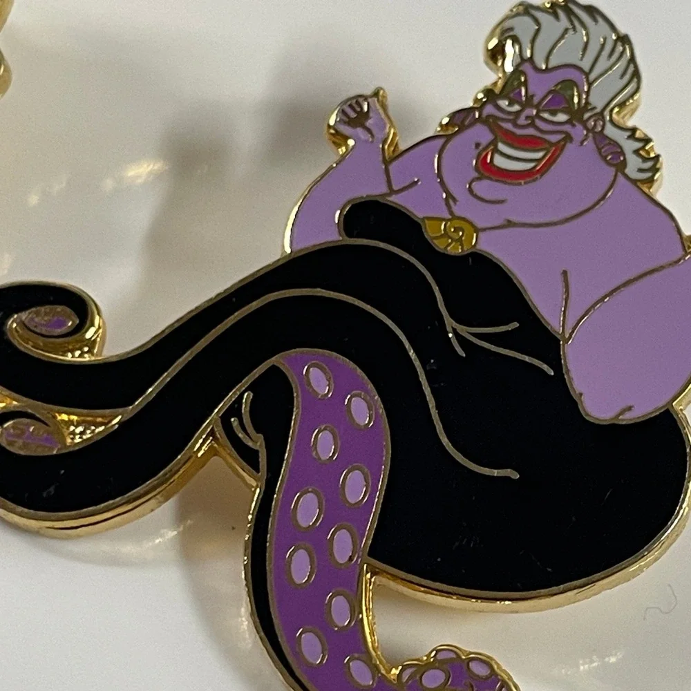 Disney The Little Mermaid King Triton Ursula Pin Set Vintage Gold Tone Enamel